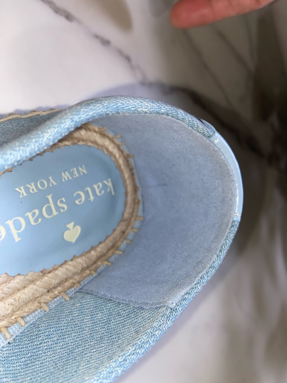 kate spade Light Blue Denim Espadrille Slip-Ons with Embroidered Logo Size 7B - Picture 13 of 15
